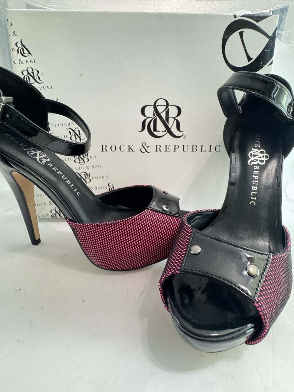 Rock & Republic Barbiecore Y2K Platform Heels Pink Glam Size 8